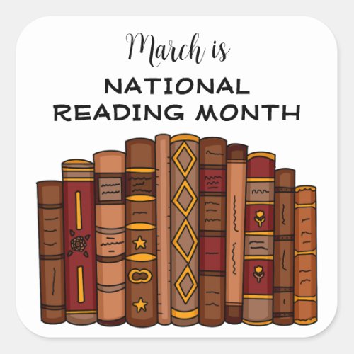 March is National Reading Month Square Sticker