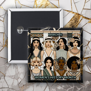 March Is Women's History Month | Art Deco Women Button by Magical_Maddness at Zazzle