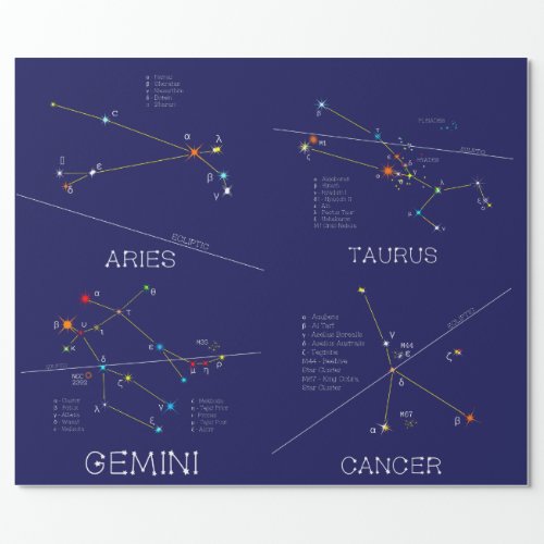 March _ July Zodiac Constellations Wrapping Paper