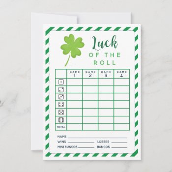 March Luck Of The Roll Double Side Bunco Scorecard Invitation by LaurEvansDesign at Zazzle
