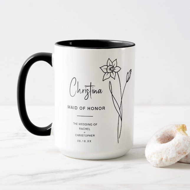 March Maid of Honor | Daffodil Birth Flower Mug (With Donut)