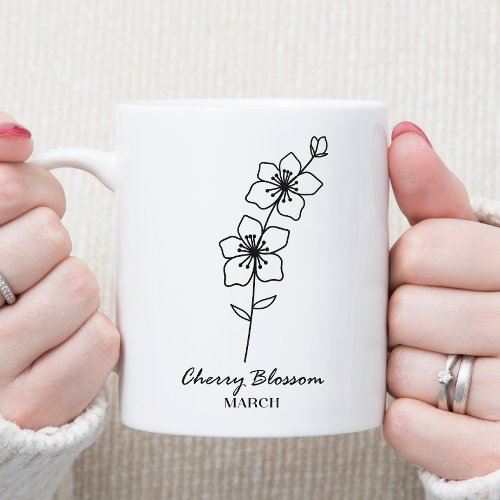 March Monogram Birth Month Flower Coffee Mug