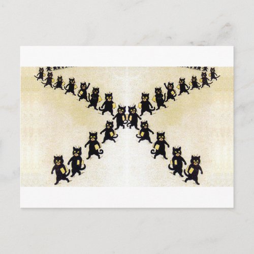 March of black cats Louis Wain Postcard