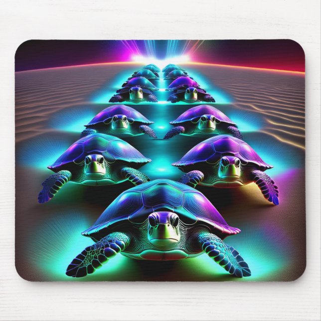 March Of The Neon Turtles Mouse Pad (Front)