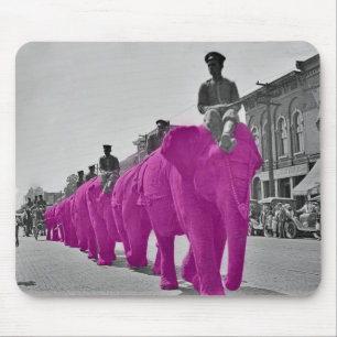 March of the Pink Elephant Circa 1920's Circus Mouse Pad