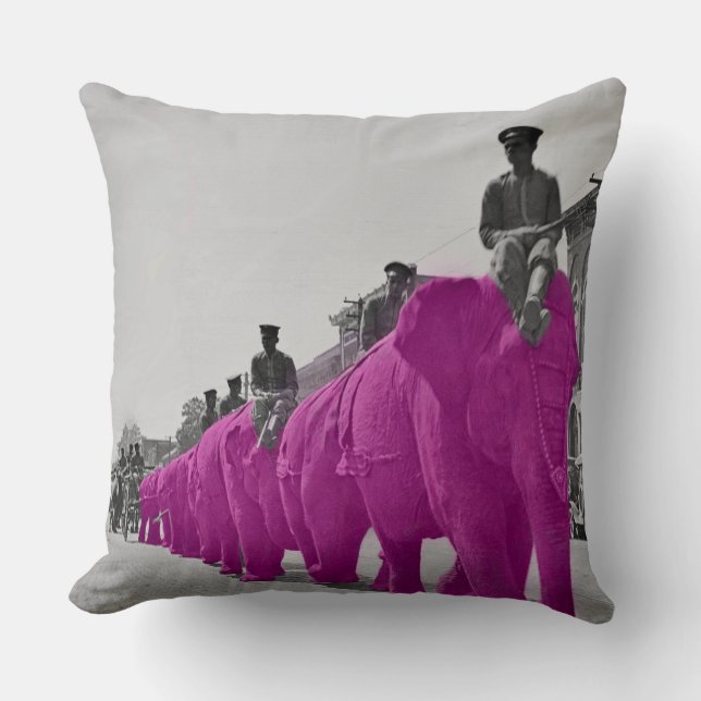 March of the Pink Elephant Circa 1920's Circus Throw Pillow (Front)
