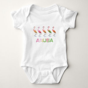 March of the Tropical Flamingos ARUBA Baby Bodysuit