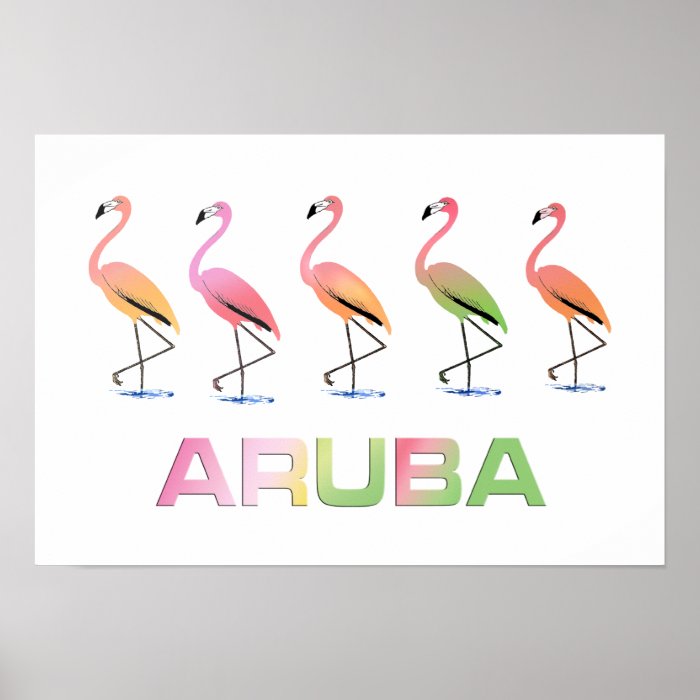 March of the Tropical Flamingos ARUBA Poster