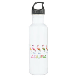March of the Tropical Flamingos ARUBA Stainless Steel Water Bottle