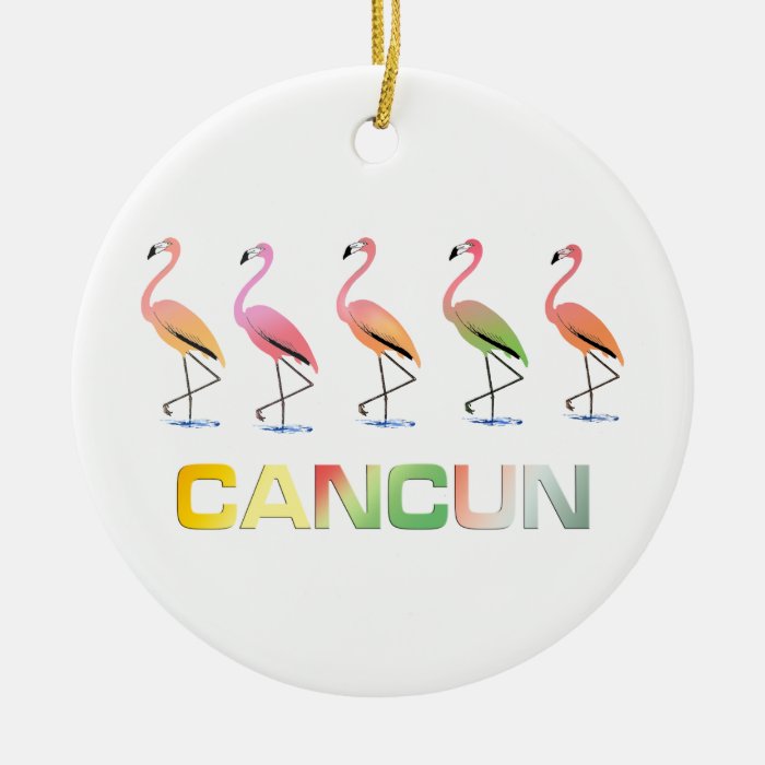 March of the Tropical Flamingos CANCUN Christmas Ornaments