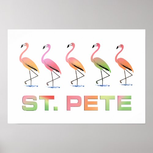 March of Tropical Flamingos _ St Pete Poster