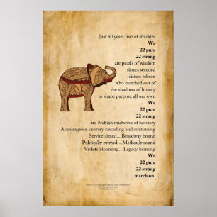 "March On" Poem Elephant Parchment Poster