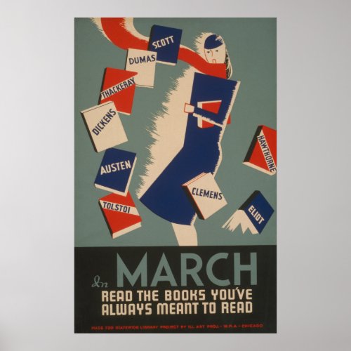 March Reading Vintage WPA Poster