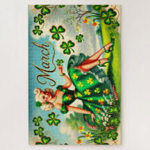 March Retro Pin-Up Girl St. Patrick's Day