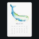 March Stand Alone Calendar Blue Whale<br><div class="desc">Add a nautical touch to your workspace with this March 2026 calendar card from my 2026 calendar collection. Featuring my original watercolor design of a majestic blue whale, this cute stand-alone calendar is perfect for adding charm to your desk top calendars. Display it on a small easel desk calendar stand...</div>