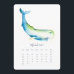 March Stand Alone Calendar Blue Whale<br><div class="desc">Add a nautical touch to your workspace with this March 2026 calendar card from my 2026 calendar collection. Featuring my original watercolor design of a majestic blue whale, this cute stand-alone calendar is perfect for adding charm to your desk top calendars. Display it on a small easel desk calendar stand...</div>