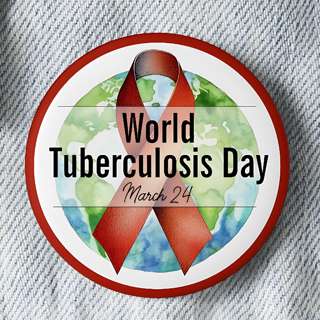 March World Tuberculosis Day Awareness Ribbon Button (Creator Uploaded)