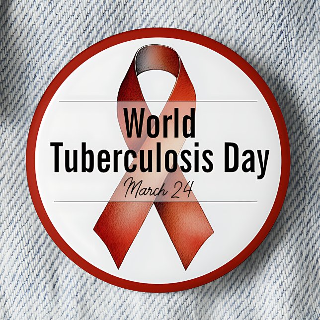March World Tuberculosis Day Awareness Ribbon Button (March 24. World Tuberculosis Day.)