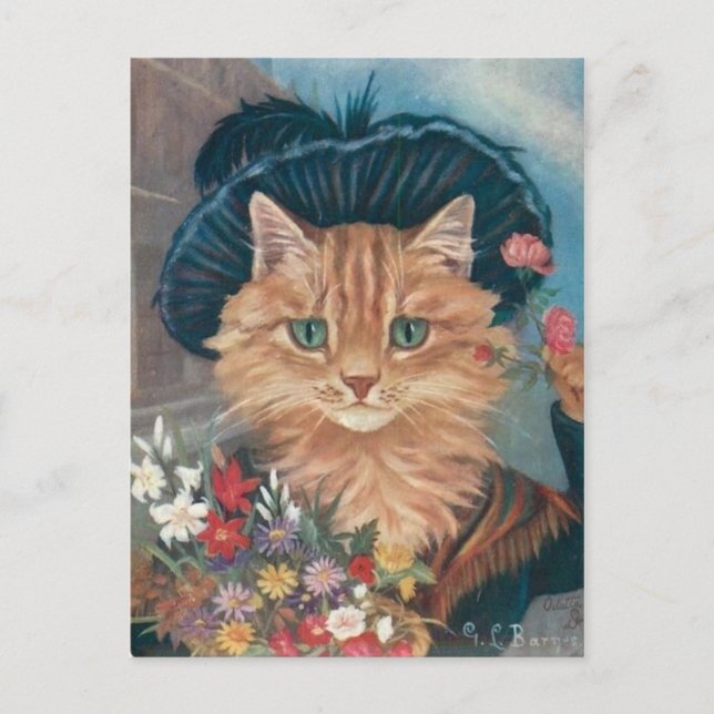 Marchande de fleurs chat postcard (Front)