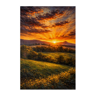 Marche Radiance: The Golden Sunburst of Italy Acrylic Print