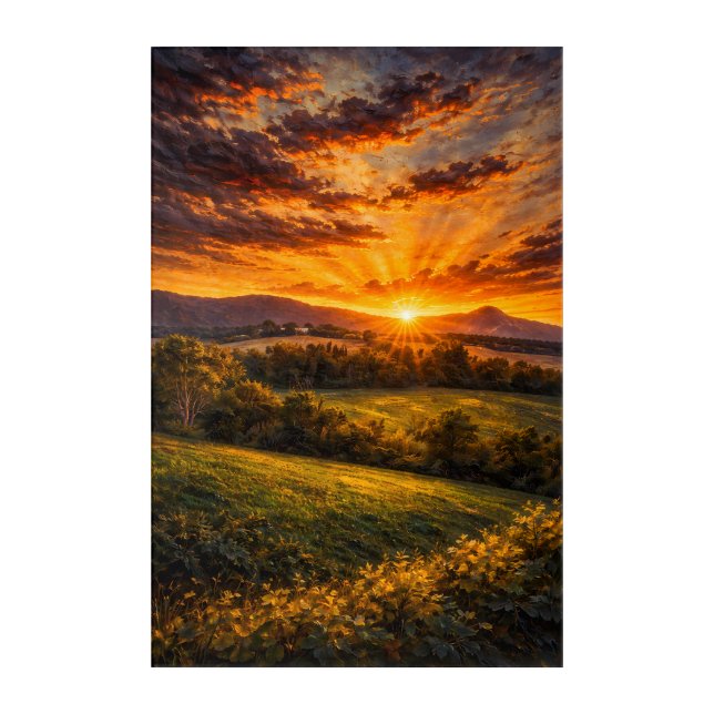 Marche Radiance: The Golden Sunburst of Italy Acrylic Print (Front)