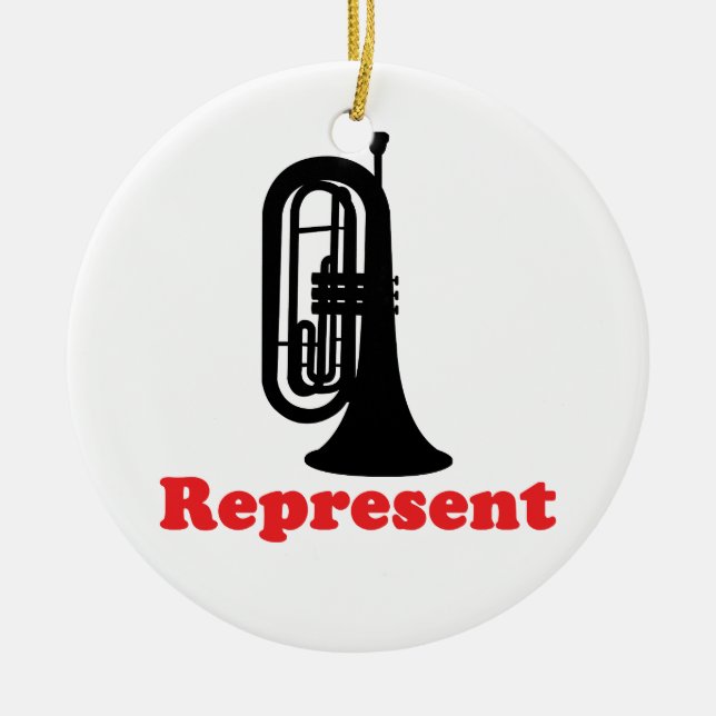 Marching Band Baritone Represent Ceramic Ornament (Front)