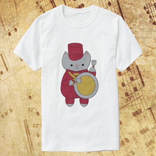 Marching Band Bass Drum Cat Maroon and Gold T_Shirt