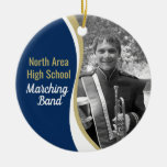 Marching Band Blue And Gold Photo Ceramic Ornament at Zazzle