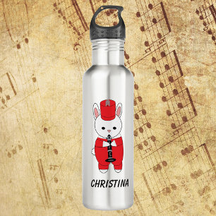 Marching Band Bunny Clarinet Personalize Red White Stainless Steel Water Bottle