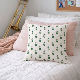 Marching Band Bunny with Trombone Green Gold Throw Pillow