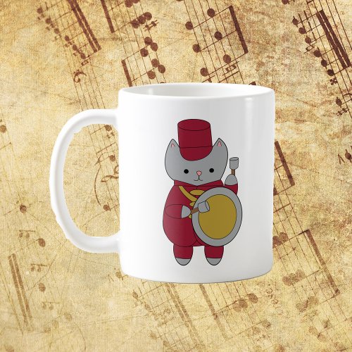 Marching Band Cat Bass Drum Maroon and Gold Coffee Mug