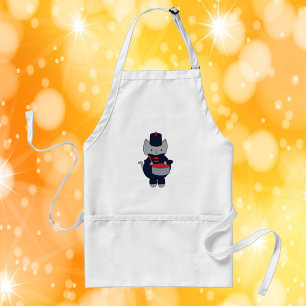 Marching Band Cat Drummer Navy Blue Red Adult Apron
