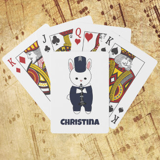 Marching Band Clarinet Rabbit Blue Personalize Poker Cards