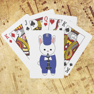 Marching Band Clarinet Rabbit Blue White Poker Cards