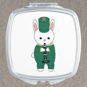 Marching Band Clarinet Rabbit Green Gold Compact Mirror