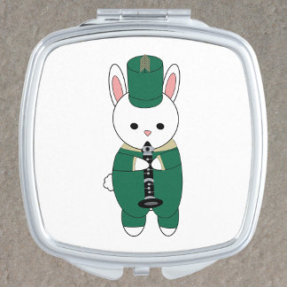 Marching Band Clarinet Rabbit Green Gold Compact Mirror