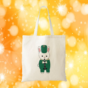Marching Band Clarinet Rabbit Green Gold Tote Bag