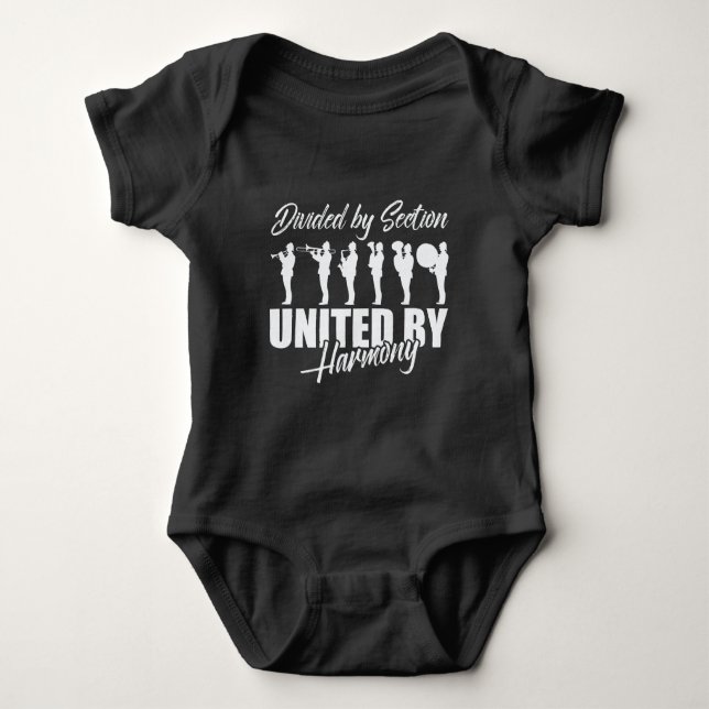 Marching Band Divided By Section United By Harmony Baby Bodysuit (Front)