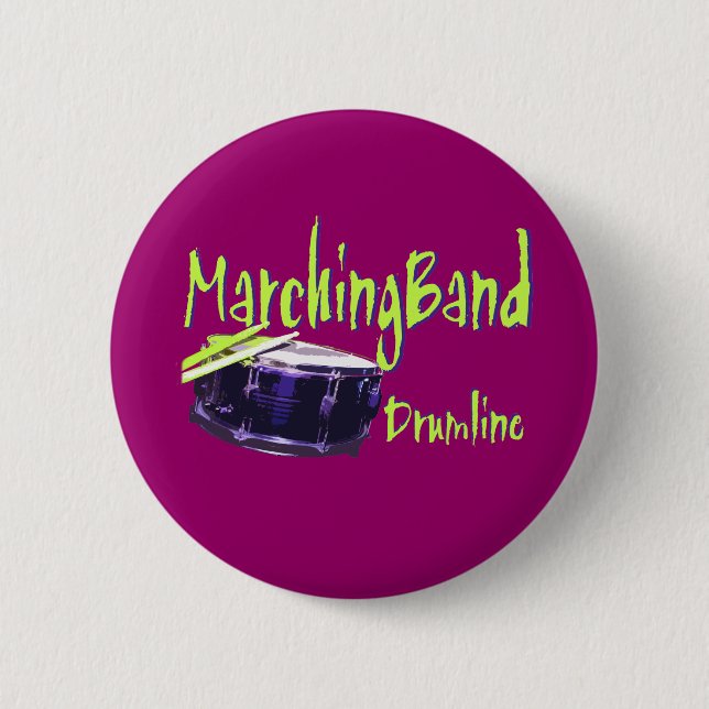 Marching Band Drumline Pinback Button (Front)