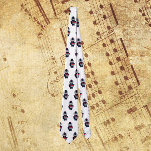 Marching Band Drummer Cat Navy Blue Red Neck Tie