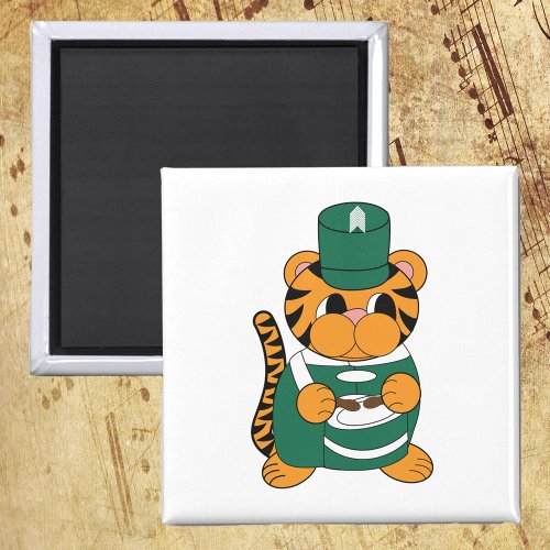 Marching Band Drummer Tiger Green and White Magnet