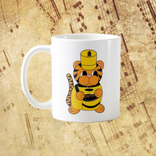 Marching Band Drummer Tiger Yellow Black Coffee Mug