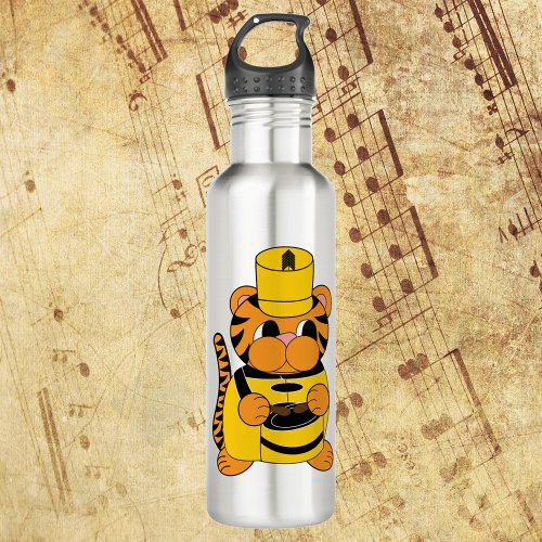 Marching Band Drums Tiger Yellow and Black Stainless Steel Water Bottle