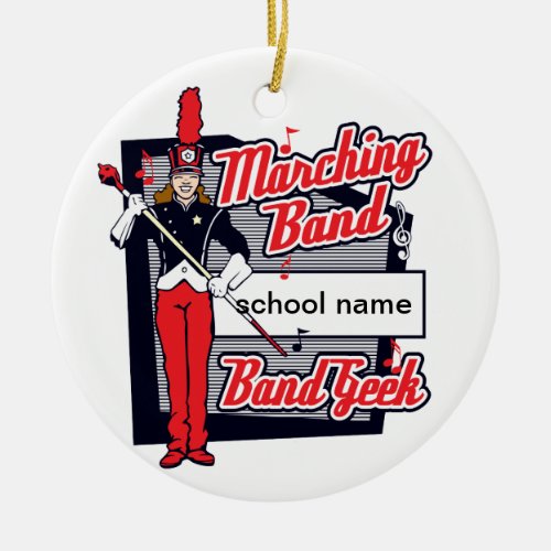 Marching Band Geek Red Ceramic Ornament
