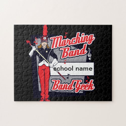 Marching Band Geek Red Jigsaw Puzzle