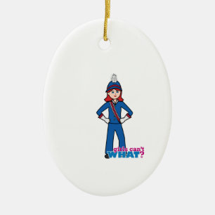 Marching Band Girl Light/Red Ceramic Ornament