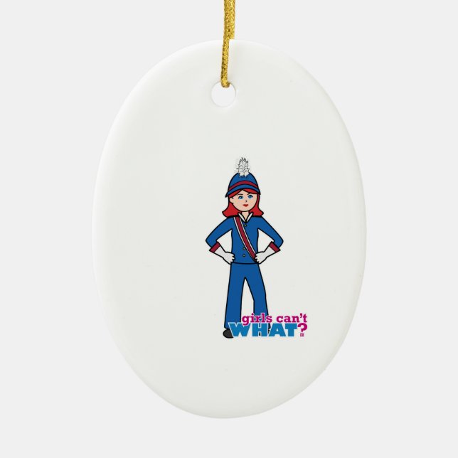 Marching Band Girl Light/Red Ceramic Ornament (Front)