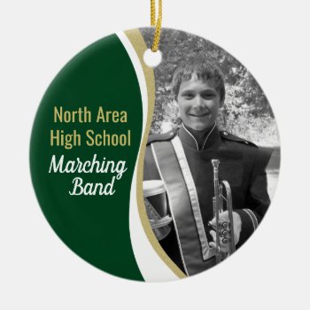 Marching Band Green And Gold Photo Ceramic Ornament by hamitup at Zazzle