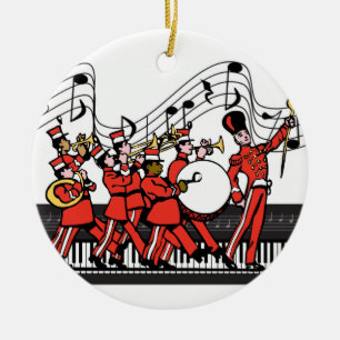 Marching Band Horns Piano Keyboard and Music Notes Ceramic Ornament