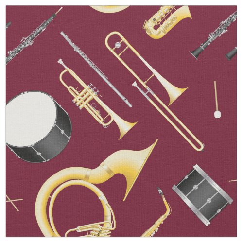 Marching Band Instruments Music Musician Burgundy Fabric